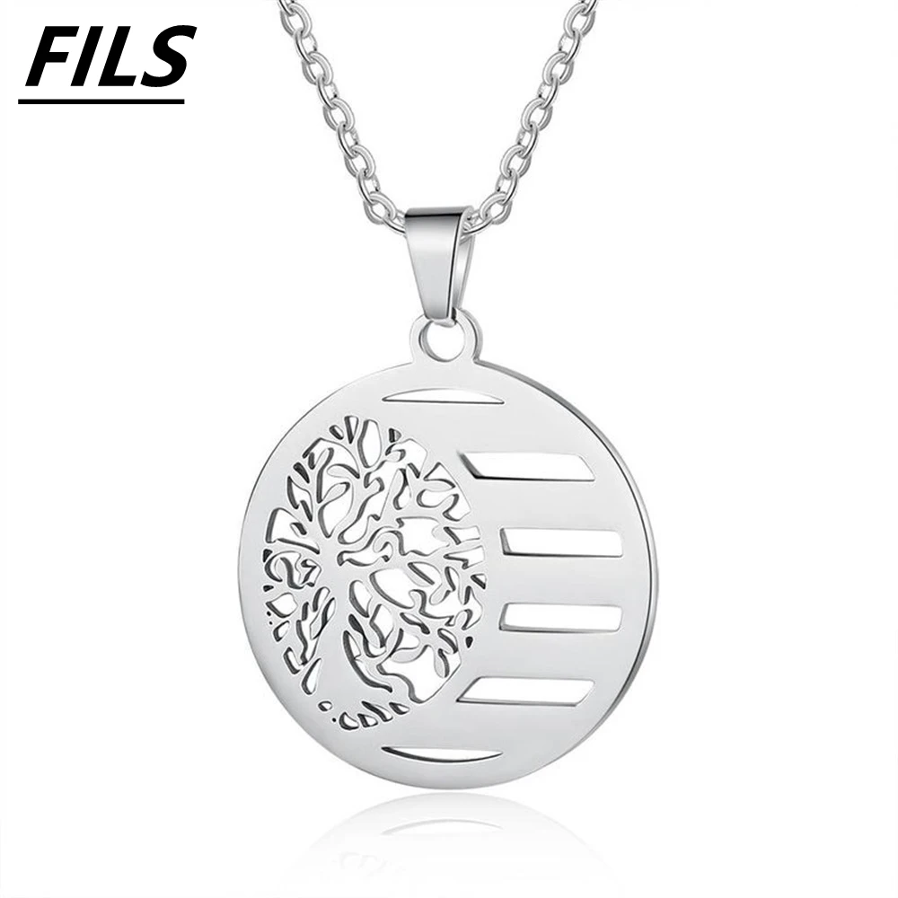 Fils New Custom Necklace Men Round Hollow out Thee Carve Name Choker Stainlesss Steel Collier For Women Birthday Gift hollow out blossom choker