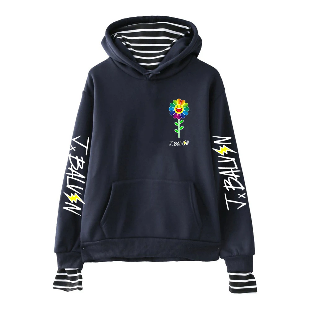 

Новинка Толстовка J BALVIN, женская одежда, Женский свитшот с имитацией двух предметов в стиле K-POP, брендовая одежда с цветами и подсолнухом для ...