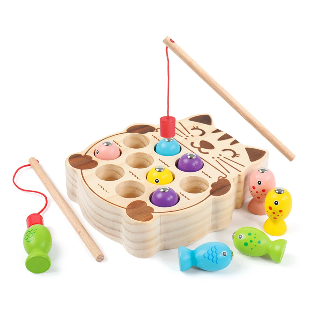 

Деревянная игрушка для ролевых кошек, рыбалка, магнитная настольная игра, Интерактивная детская игрушка, подарок, головоломка для сотрудни...