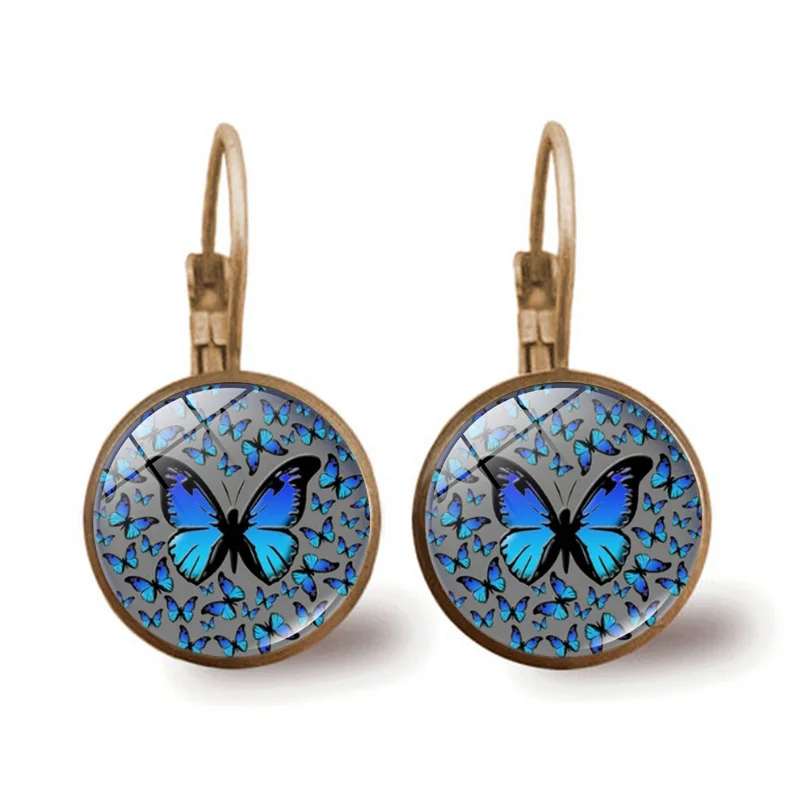 

Beautiful Butterfly Earrings for Women Fashion Jewelry Glass Cabachon Push Back Earrings Party Gift Wholesale Earings