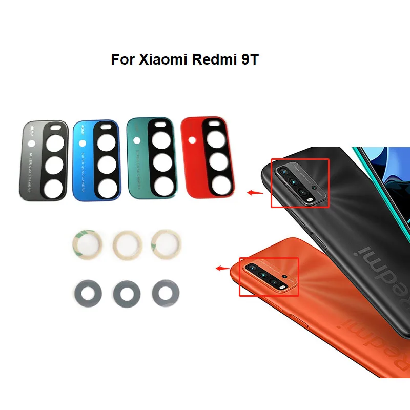 

New For Xiaomi Redmi 9T Rear Glass Back Camera Glass Lens With Glue Sticker Adhesive J19S M2010J19SG M2010J19SY