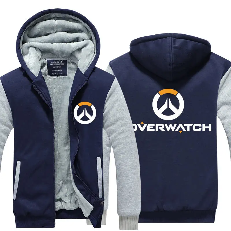 Blue and Gray 3 Dva OW Overwatch Mercy Mei зимняя куртка на молнии из плотного флиса уличная Толстовка Спортивная толстовка с капюшоном костюм для косплея - Цвет: Blue and Gray 3