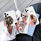 Мягкий прозрачный чехол для iPhone 11, 6, 7, 8 Plus, SE 2020, 6S, X, XR, XS 13, 12 Pro Max, каштановые волосы, с изображением королевы кофе