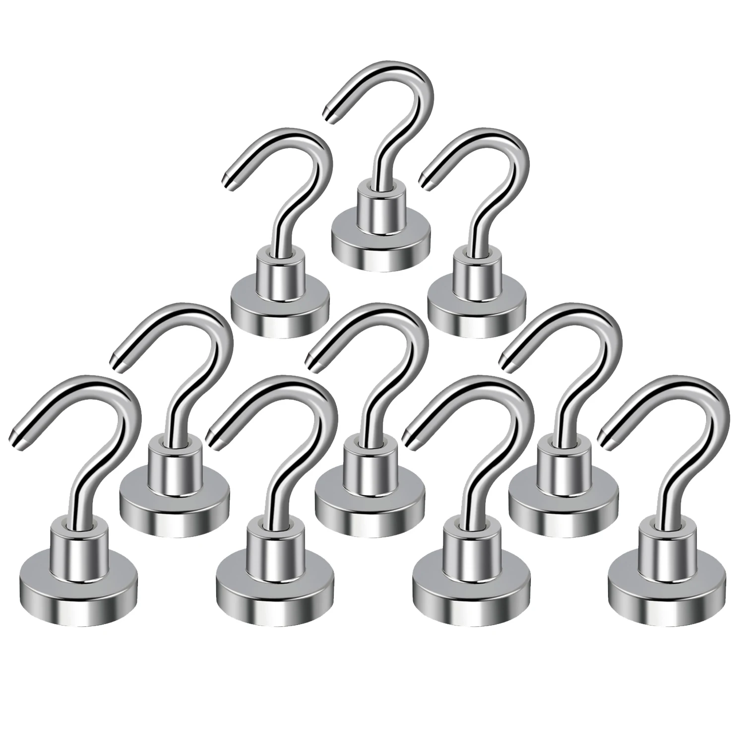

PROSTER 20 Pcs Magnetic Hooks Power Hook Magnet Holder Neodymium Rare Earth Strong Magnet Hardware Hooks Set for Hanging 5.5kg