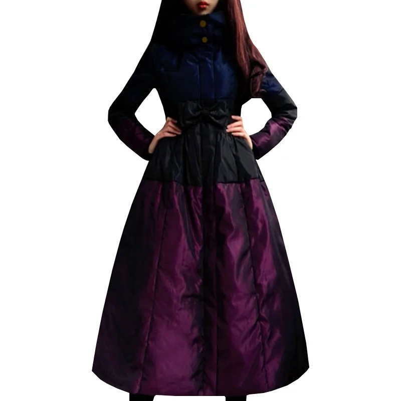 Женский зимний пуховик новинка большой размер тонкий длинный стоячий воротник