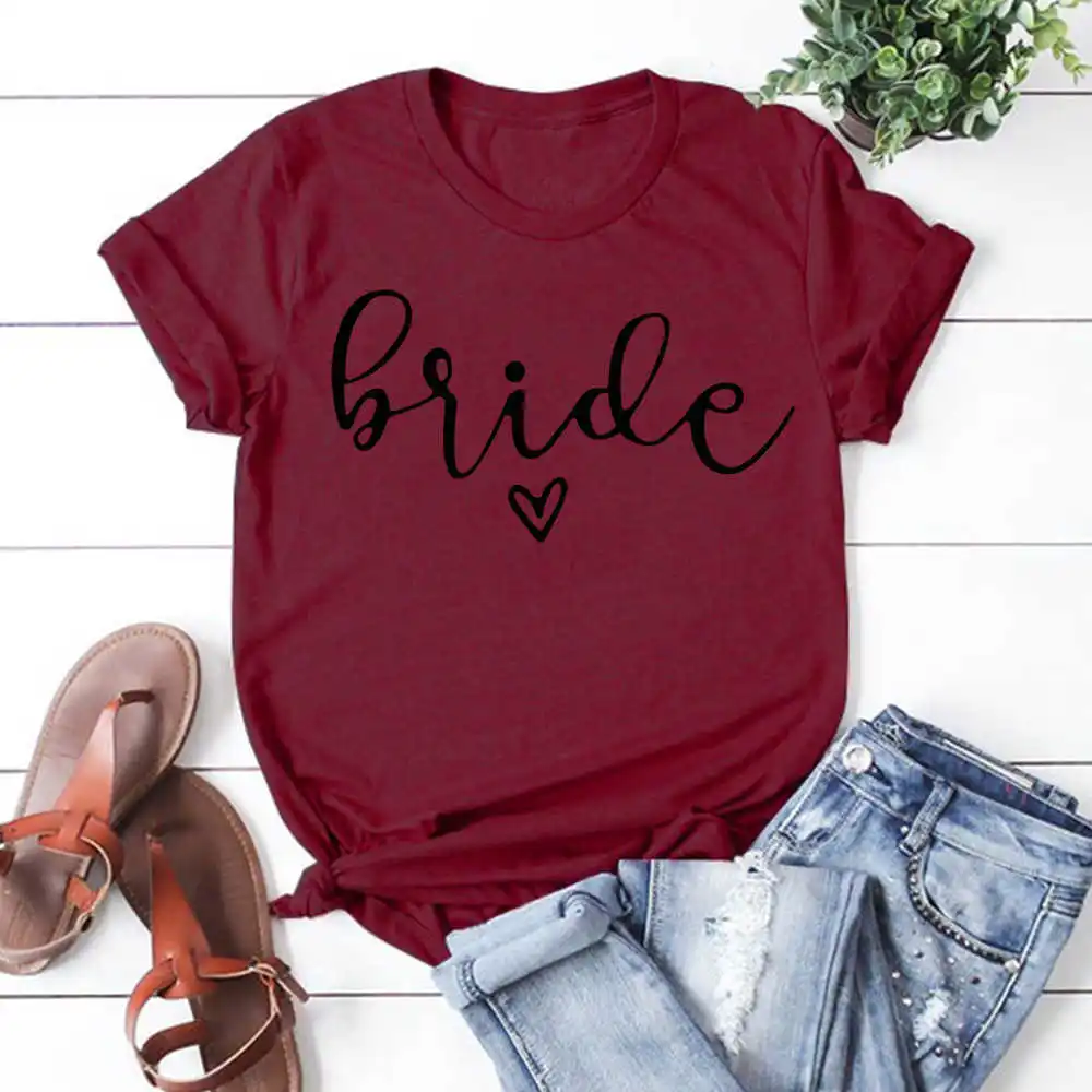 

Bride Team Women 2021 Summer Short Sleeve Fashion Print Lady T-shirts Top T Shirt Ladies Womens Graphic Female Tee XNTX008