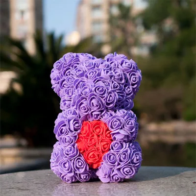 25 см красная роза Мишка Тедди цветок искусственное украшение красочный пазл