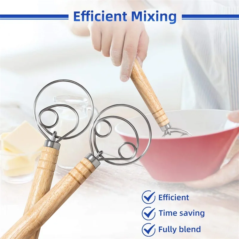 

13.5 IN Danish Dough Whisk Mixer Blender Bread Dough Hand Mixer for Baking Kitchen Baking Tool Mixing Blender Dough Whisk Tools