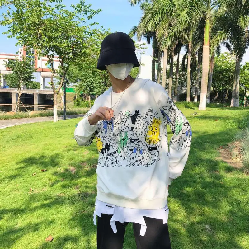 

Новинка осени 2021, стандартная свободная одежда для пары в национальном стиле, Простой повседневный эластичный универсальный мужской свите...