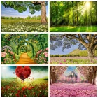 Виниловый фон для студийной фотосъемки с изображением весеннего парка сада цветов природы дерева леса ребенка