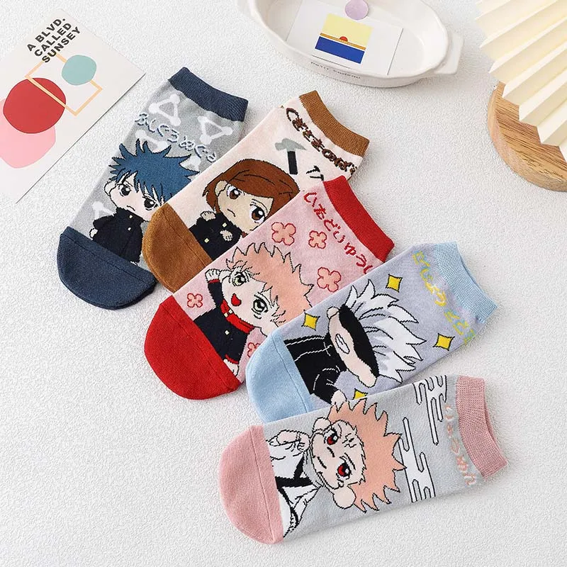 Jujutsu Kaisen Straight Boat Sock Cosplay  Anime Props Gojo Satoru Cotton Casual Socks