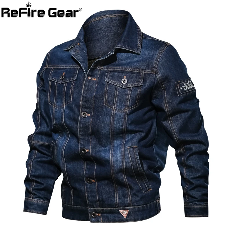 Мужские Винтажные джинсовые куртки ReFire Gear повседневные теплые ковбойские в