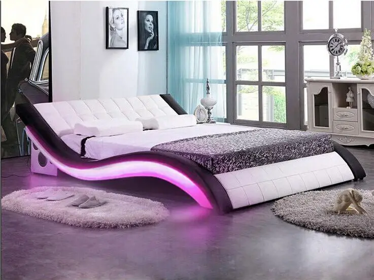 Горячая Распродажа испанская прочная деревянная кожаная рама для кровати мебель