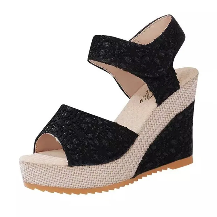 

Sandals women's new summer Korean high heel sandals muffin heel slope heel fish mouth shoes women's sandals