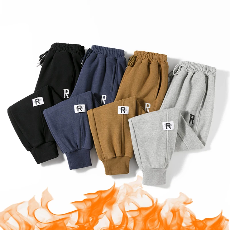 

Zoki Thick Women Pants Winter High Waist Fashion Embroidery Grey Joggers Sweatpants Warm Velvet Casual Letter Trousers