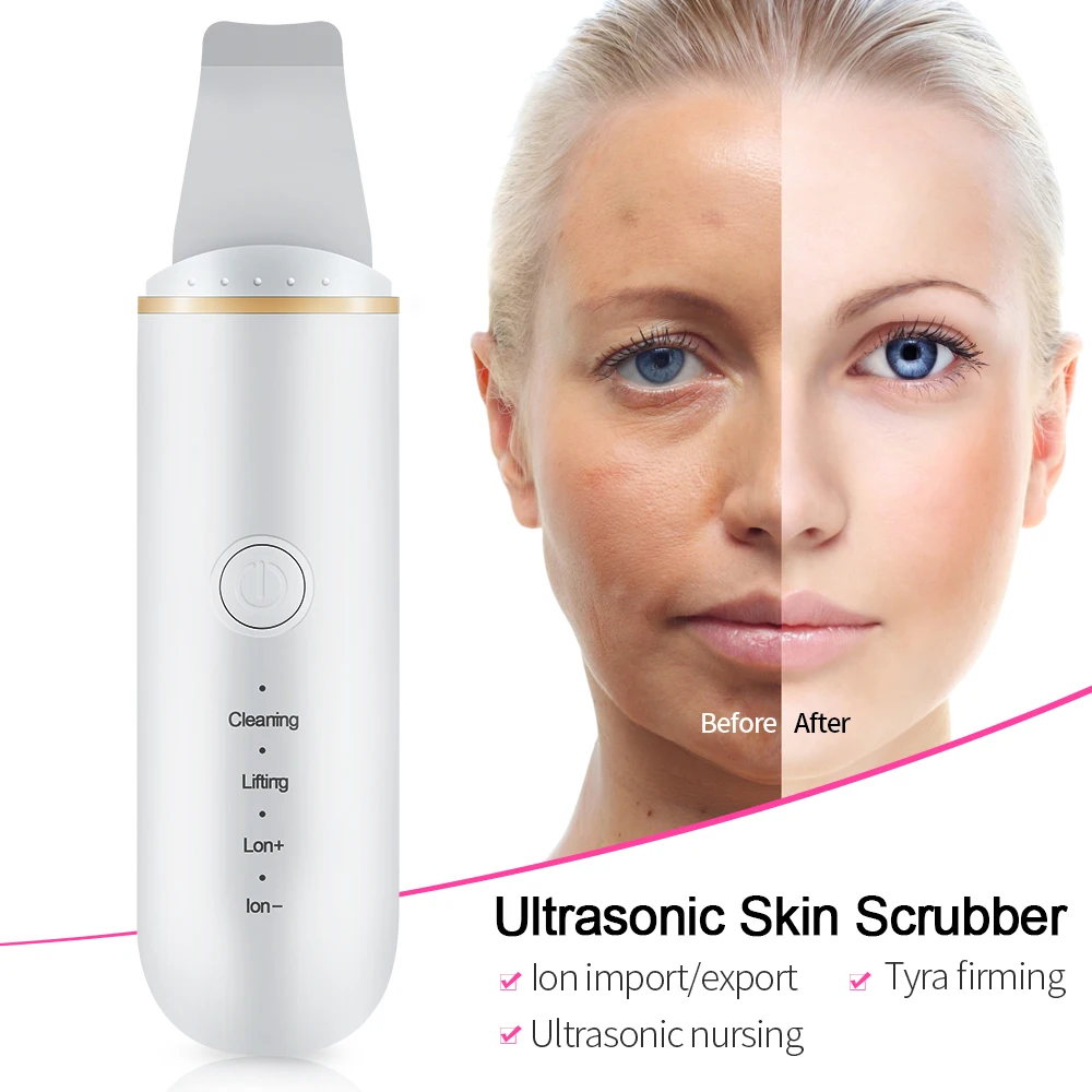 

Ultrasonic Skin Scrubber Vibrate Ion Deep Face Clean Machine Facial Spatula Skin Scraper Ultrasound Peeling Shovel Pore Cleaning