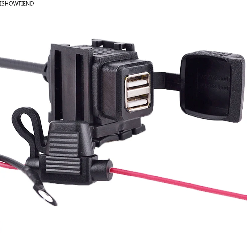 

Адаптер питания для мотоцикла, с двумя USB-портами, 12-24 В