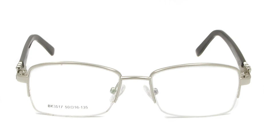 Rhinestone Women'S Eyeglasses Frame With Diamonds Golden Women Half Rim Metal Optical Frame Alloy Woman Square Glasses