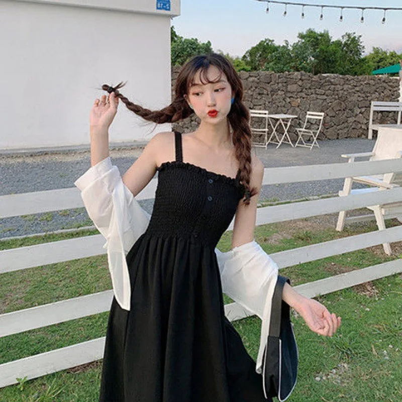 

Sun Protection Clothes Womens Summer Thin Anti UV Breathable Jacket Outdoor Hiking Travel Wear Fashion Elegant Halter Dress Suit