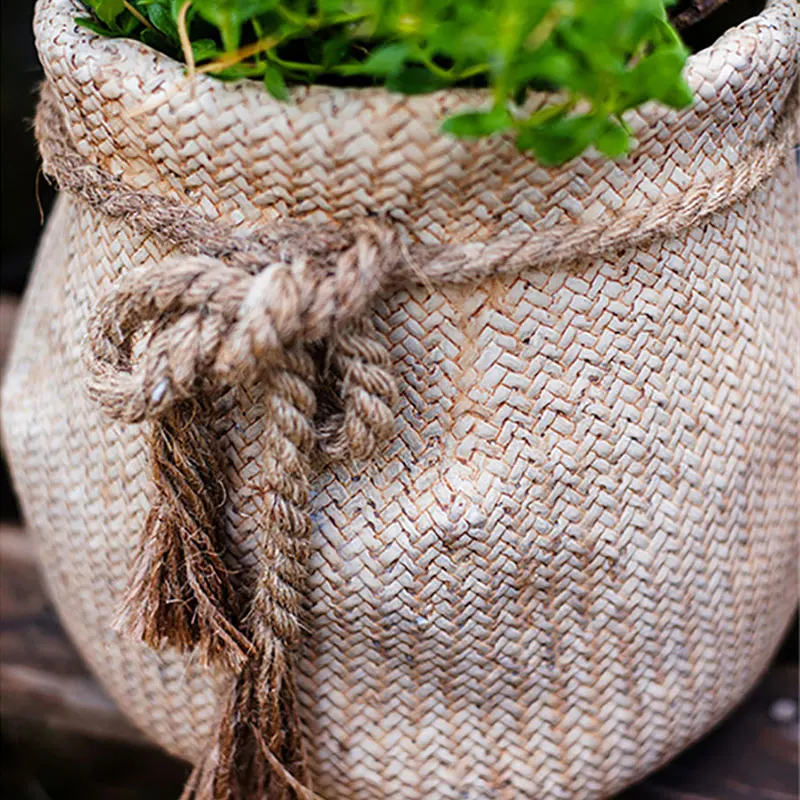 

Simulation Sack Cement Flower Pot Outdoor Garden Potted Bonsai Planter Handmade Gardening Decor Planter Succulent Plants Pots