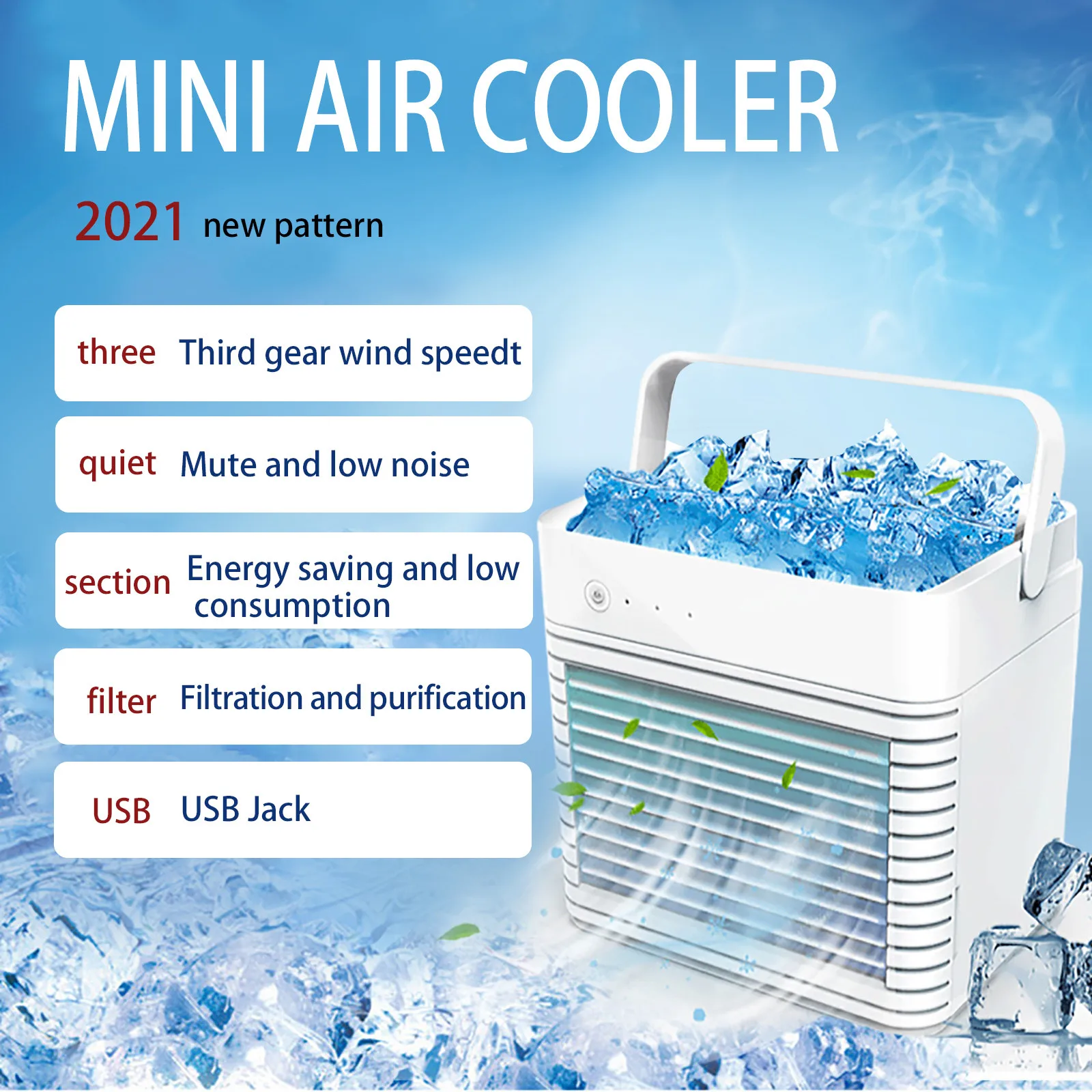 NEW Portable Air Conditioner Fan Personal Space Mini Evaporative Cooler Air Cooler Fan Mini Desktop Air Conditioner With Night