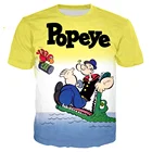 2021 летняя мультяшная анимация Popeye 3D печать модная мужская и женская футболка с коротким рукавом Уличная Повседневная Свободная уличная одежда