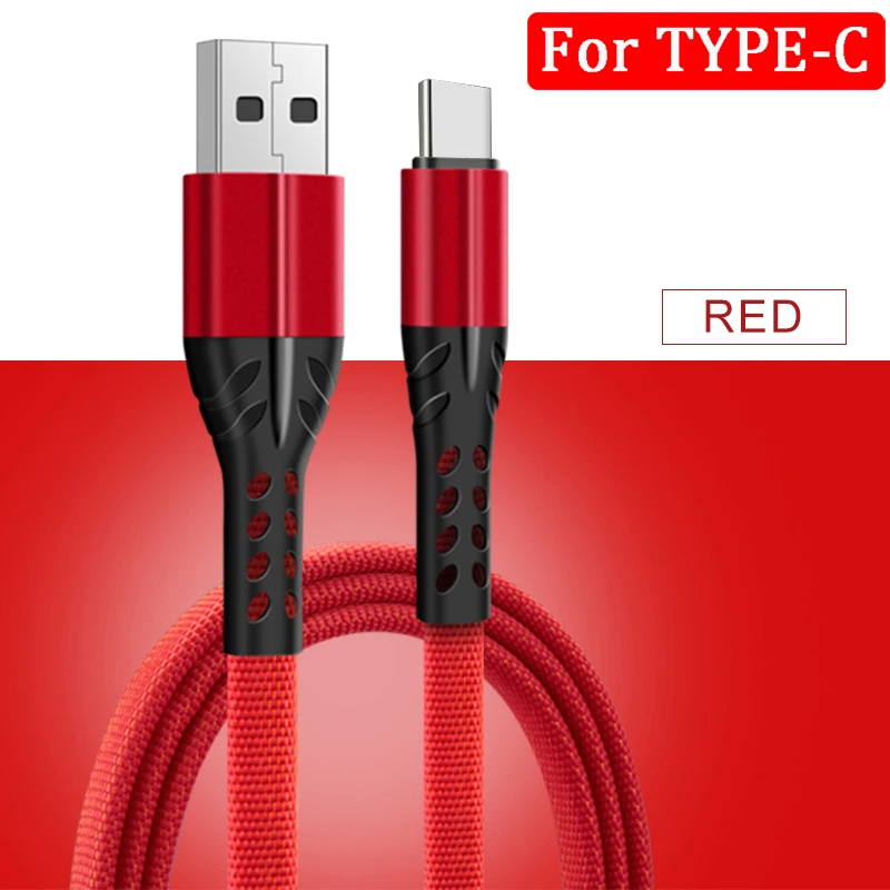 1 м USB кабель Mirco usb type C зарядное устройство для быстрой зарядки для Xiaomi Redmi Android мобильный телефон зарядный кабель для передачи данных Mirco usb type-C кабель - Цвет: For Type C Red