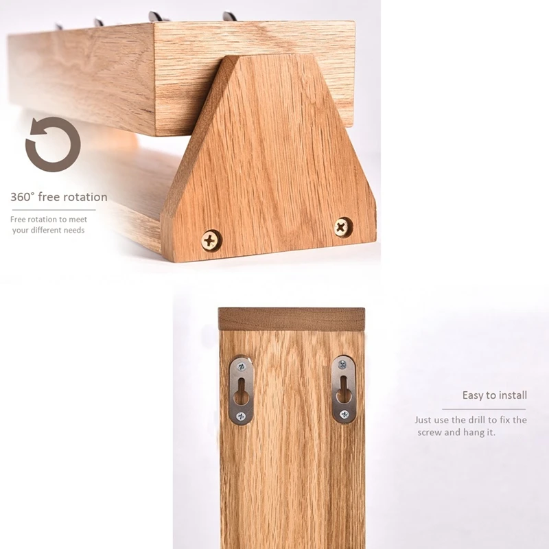 Белая дубовая вращающаяся коробка для ключей полностью твердая древесина