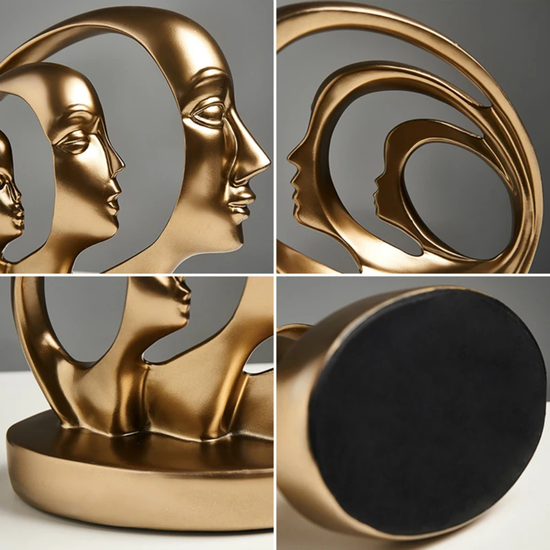 

modern Abstract Golden human face Decoration Creative Home Ornament Drawing Room Office desktop Decor gift statue desk Sculpture