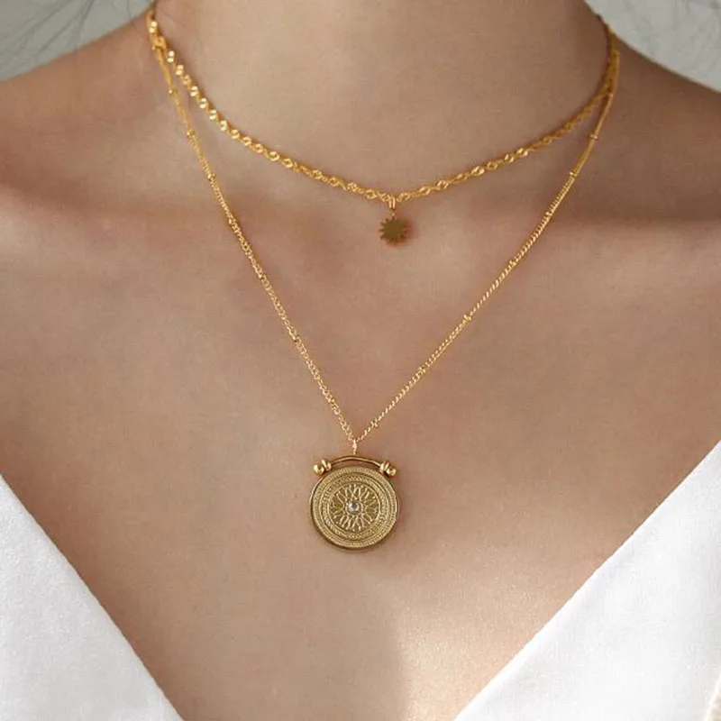 Многослойное ожерелье в старинном римском стиле с монетами женская подвеска из