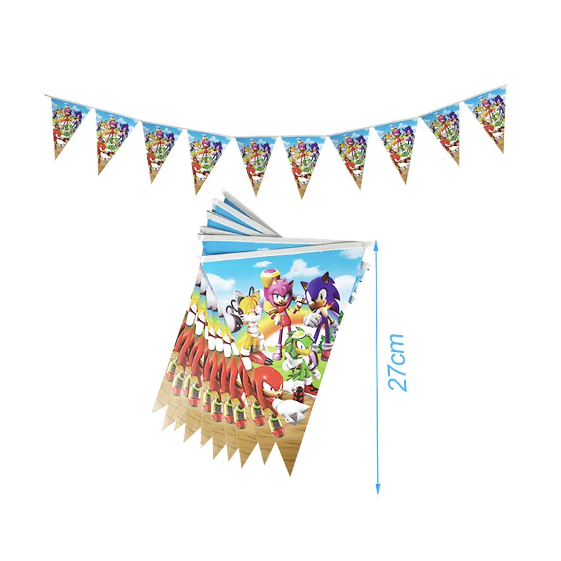 

Sonic Theme Baby Shower Party Decoration Birthday Sets Banner Straw bag Cup Plate Tablecloth Supplies For Kids