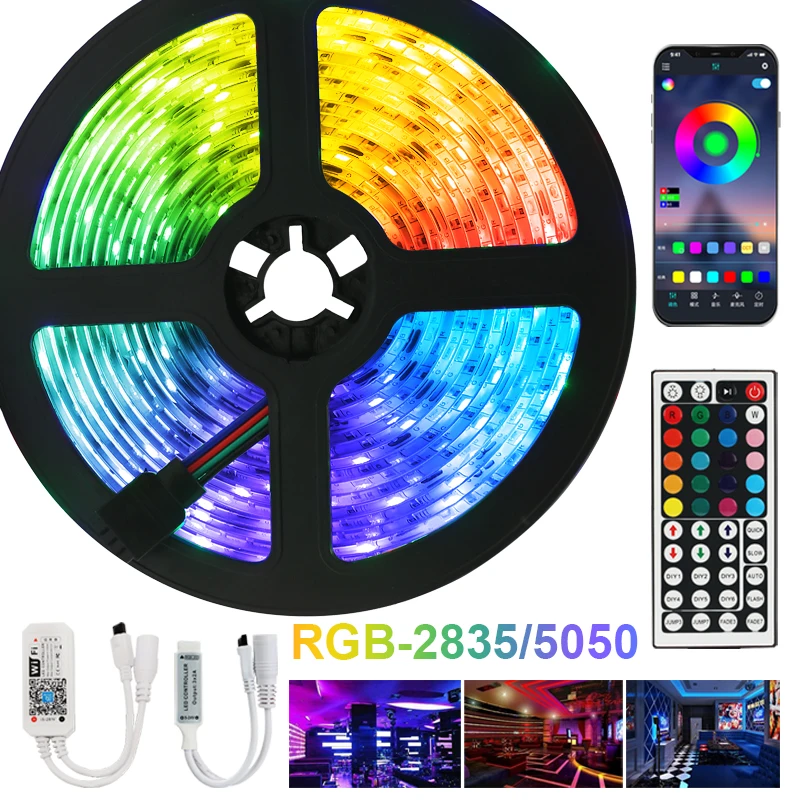 

LED Strips Lights Bluetooth Iuces DC12V 5M 10M 15M 20M Color RGB 5050 SMD 2835 Waterproof WiFi Flexible Lamp Tape Ribbon Diode