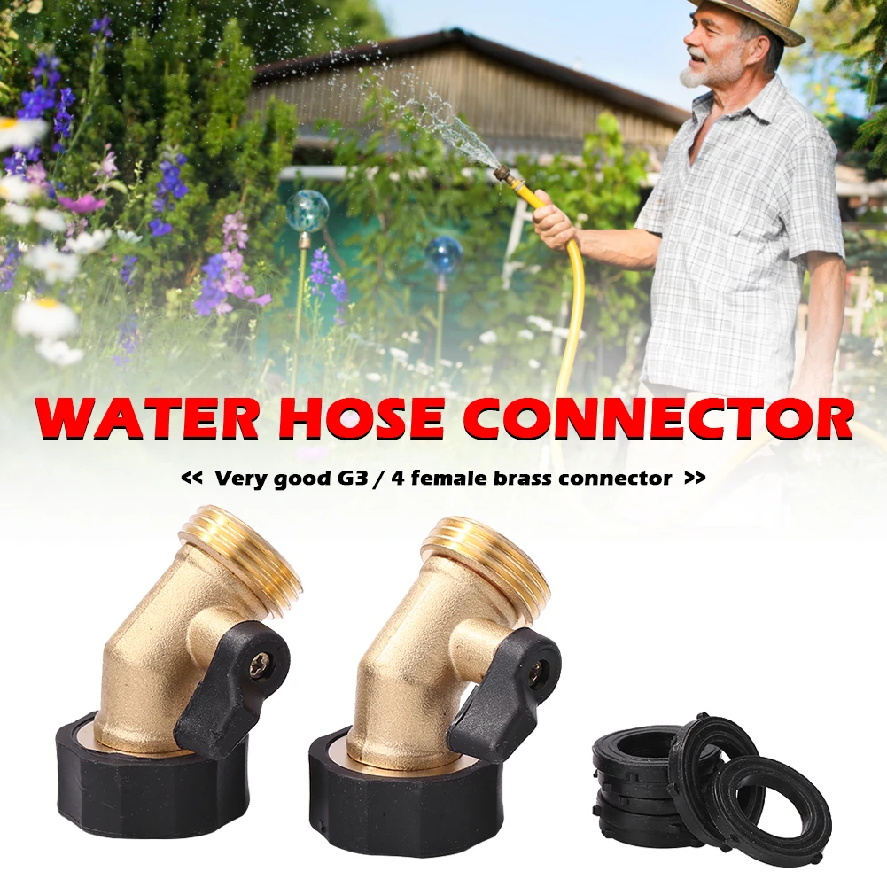 

2pcs Garden Hose Splitter 2 Way Y Valve 3/4 inch Garden Off Valve Hose Connector Adapter with 8 Rubber Washers