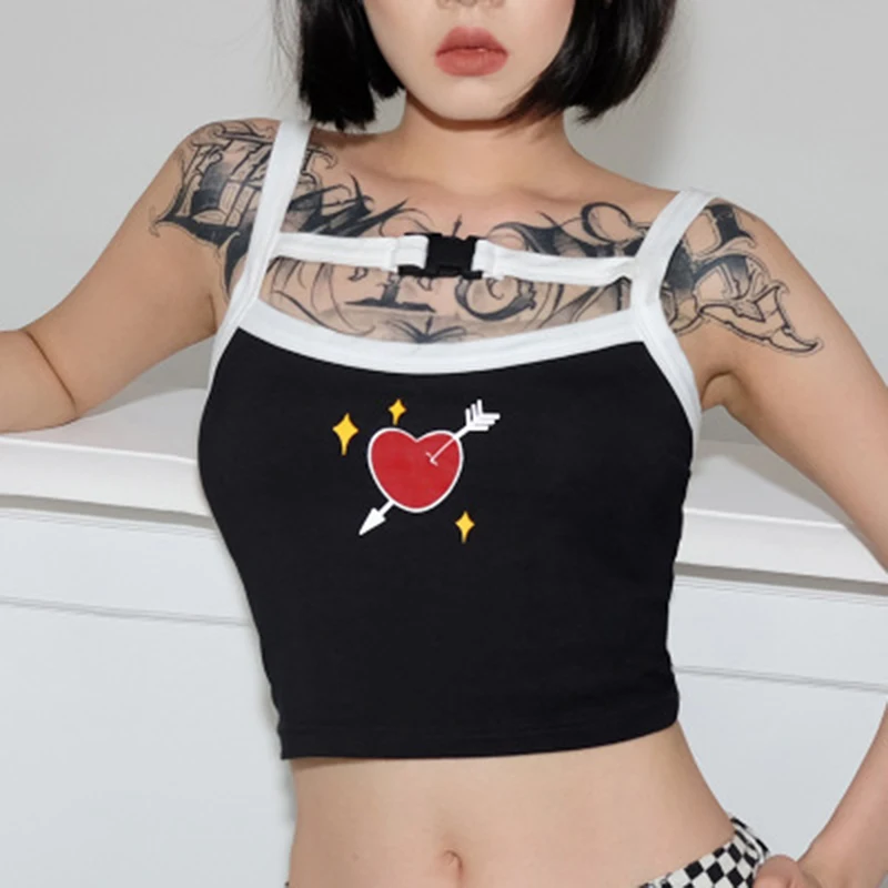 Летний черный сексуальный женский маленький камзол сумка с пряжкой принтом