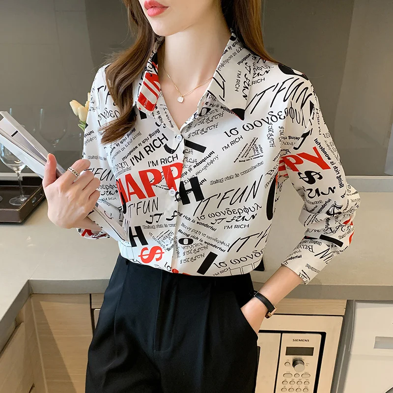 

Женская рубашка с длинным рукавом, свободный ретро Топ в Корейском стиле, модель 2021осень