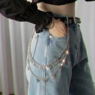 Женский штаны с цепочкой ремень в стиле панк, серебристая цепочка в стиле хип-хоп, с бахромой, для брюк и джинсов