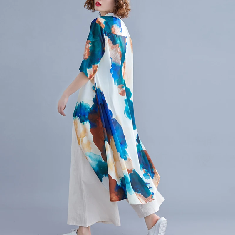 Женский костюм из двух предметов Асимметричная футболка с воротником-стойкой и