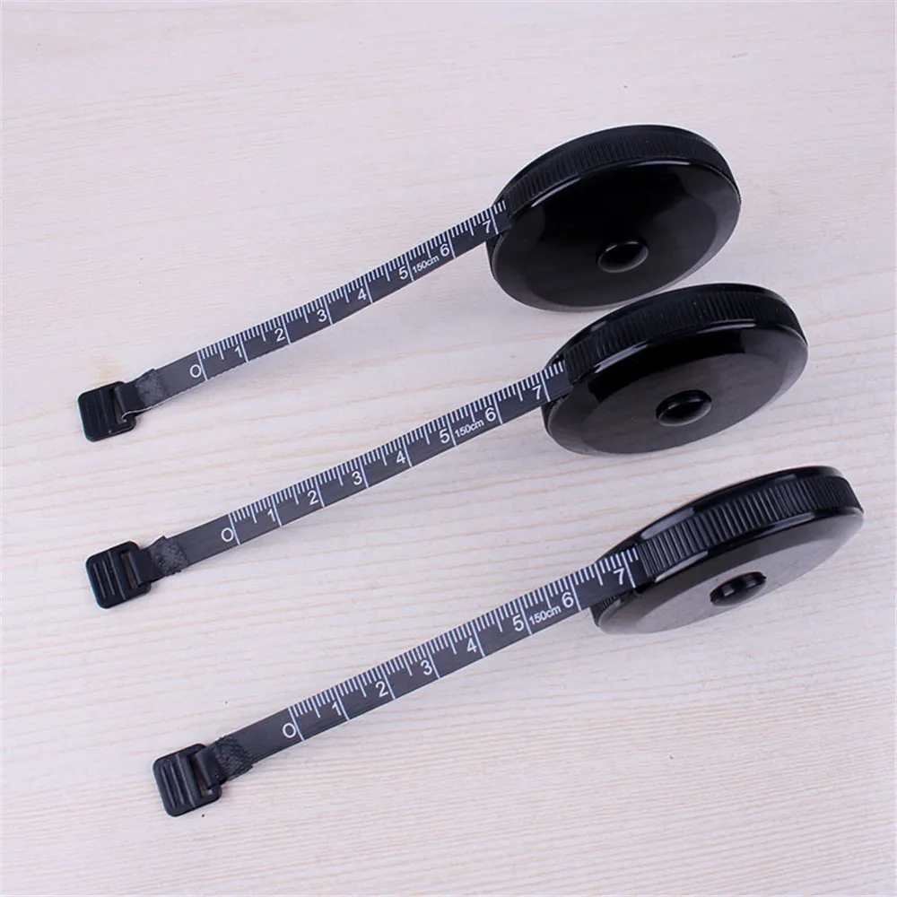 

1pc Portable 1.5M Balck Soft Ruler Retractable Tape Measure Sewing Tailor Tape Drawing Measurement Tools Office Supply