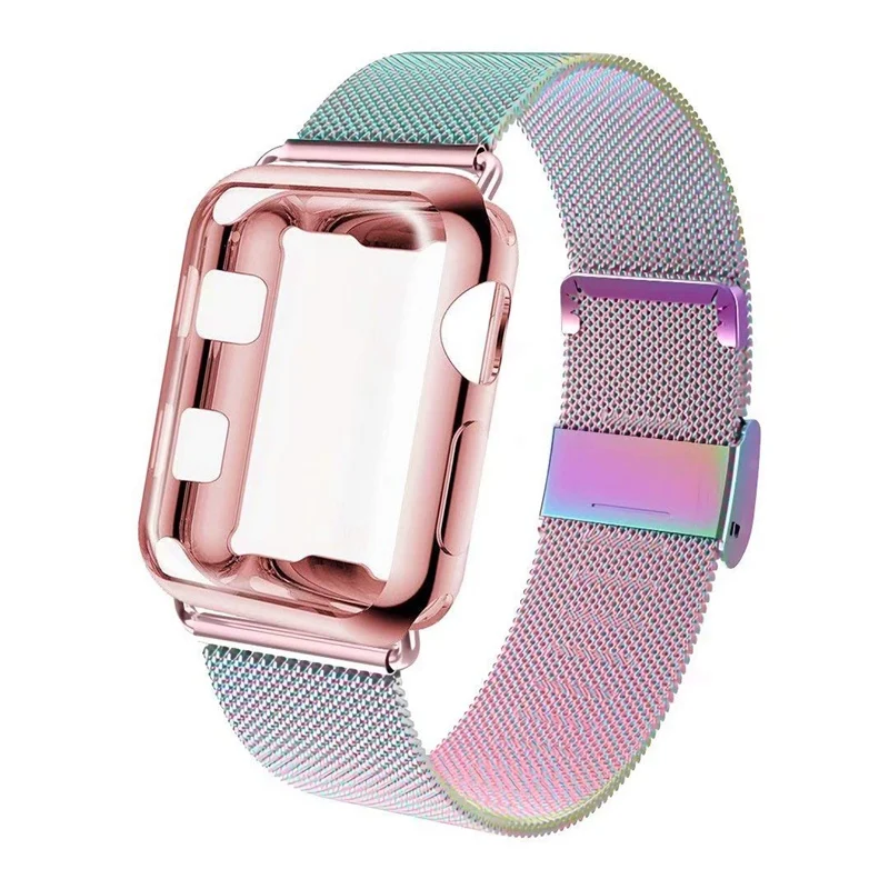 Совместим с Apple Watch Band 38 мм 40 42 44 защитным экраном чехол спортивный браслет чехлом