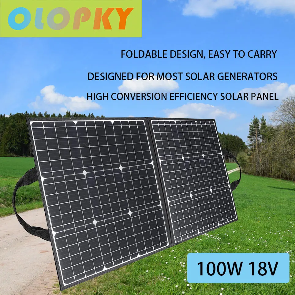 

100W 18V portable solar panel foldable solar charger with 5V USB QC 3.0 DC output