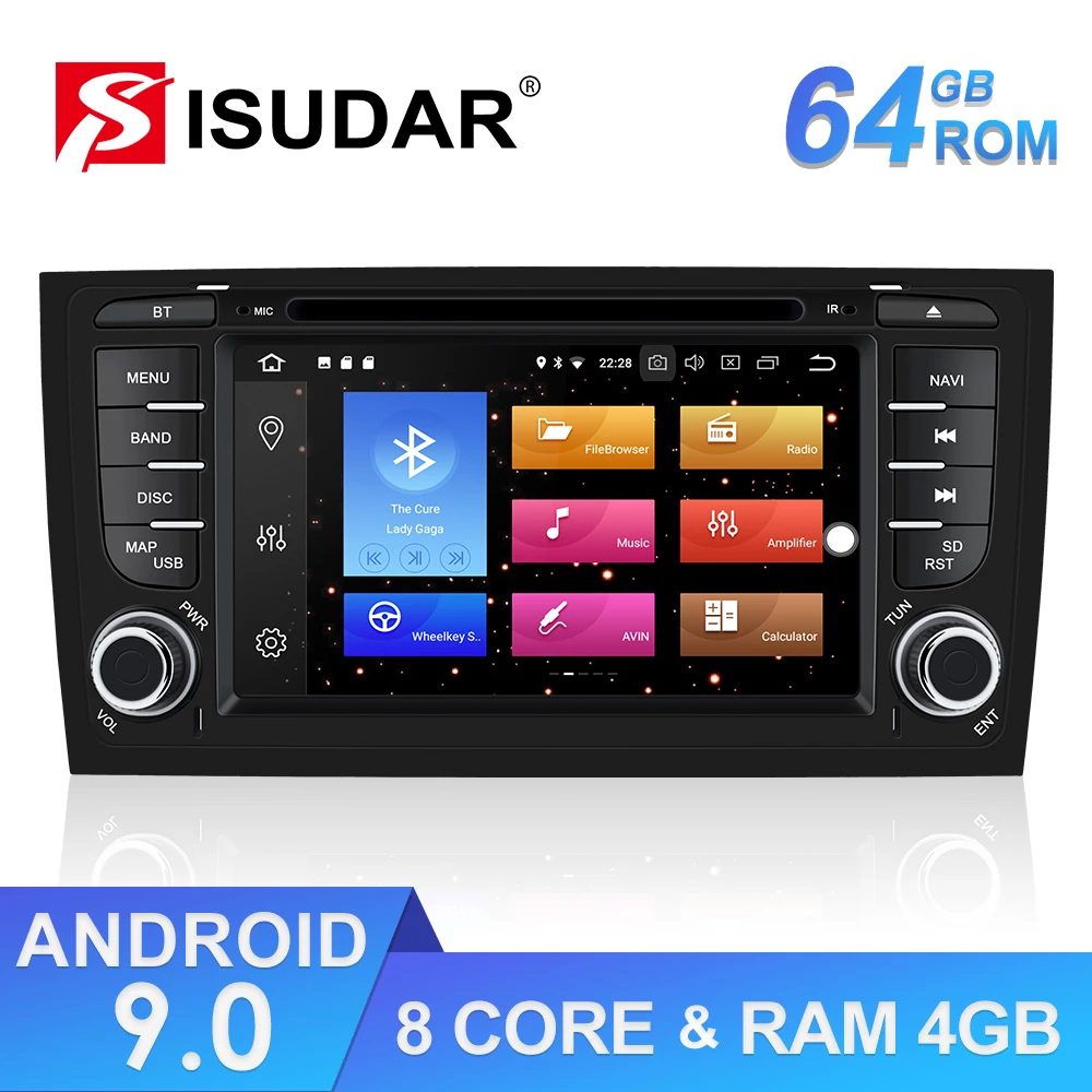 Isudar 2 Din Автомобильный мультимедийный плеер Android 9 для Audi/A6/S6/RS6 Авто Радио стерео система gps DVD Восьмиядерный ram 4 Гб USB DVR DSP