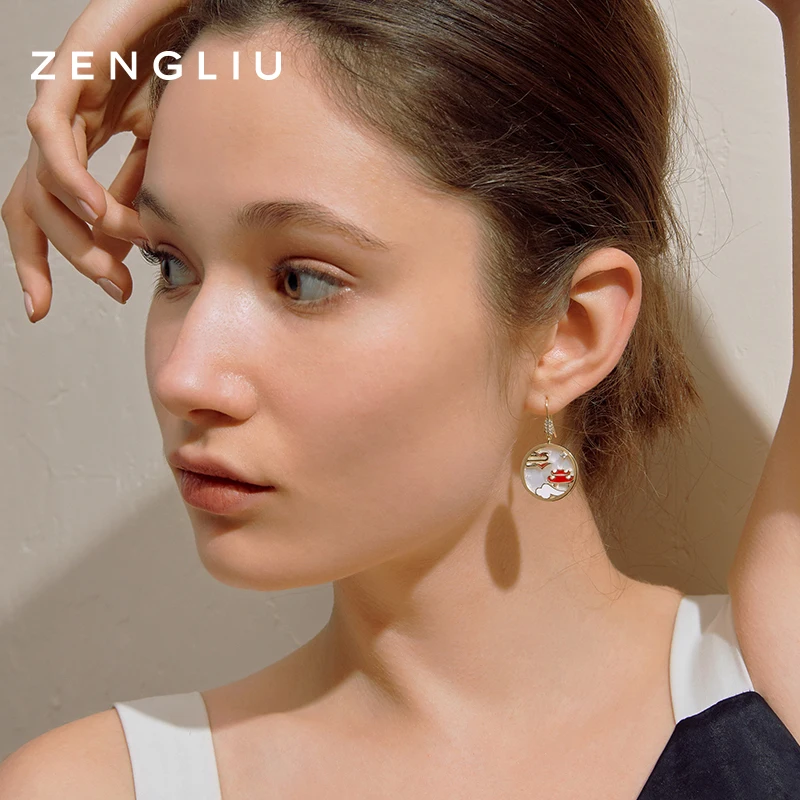 ZEGL дизайнерские серьги в китайском стиле виде облака женские с темпераментом