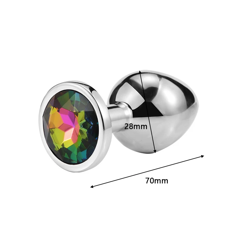 Пробка Анальная маленькая/средняя гладкая металлическая пробка с кристаллом