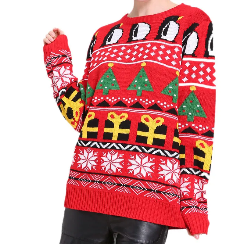 Рождественский вязаный свитер с пингвином милые рождественские пуловеры