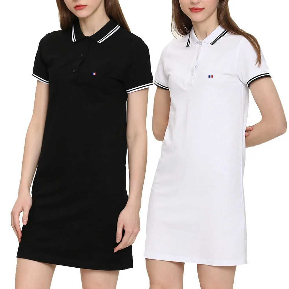 Женское летнее платье-рубашка-поло с коротким рукавом повседневное облегающее