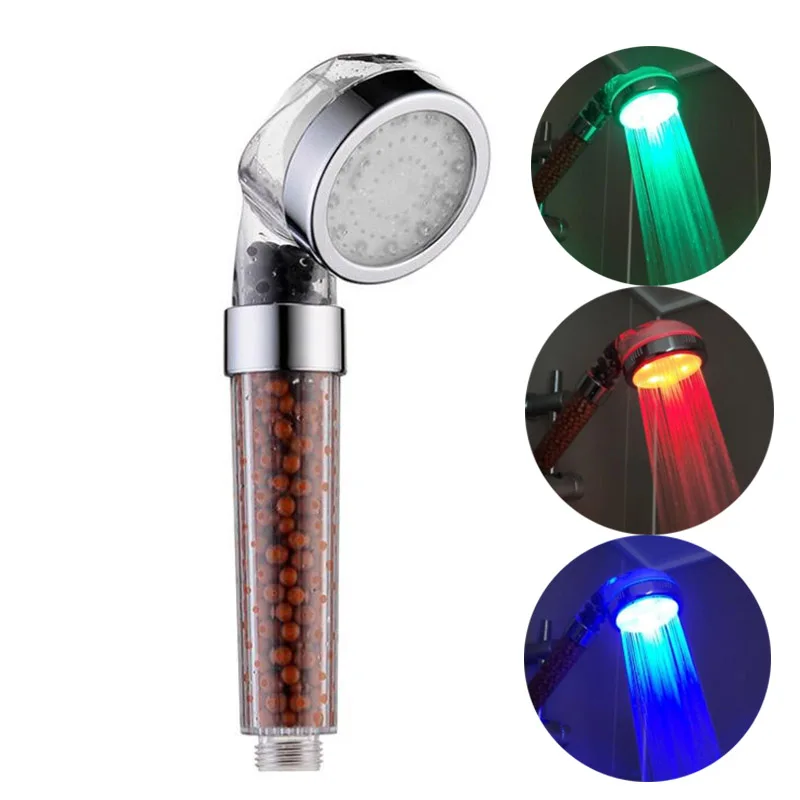 

3 Color Shower head bath LED Light Showerhead Temperature sensor High Pressure Rainfall SPA Water Saving bathroom accessories