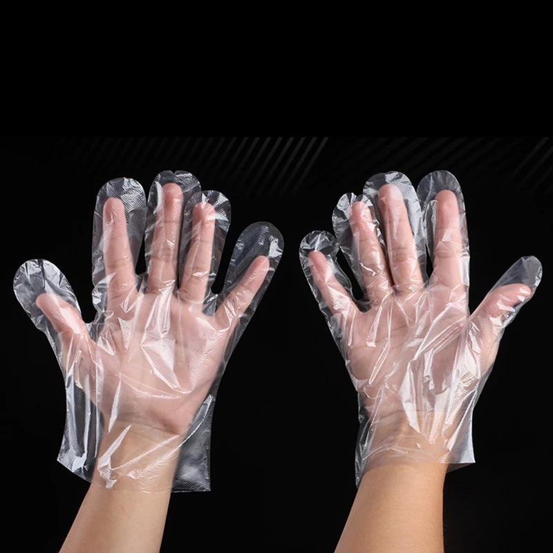 100 шт./компл. Эко-дружественные одноразовые полиэтиленовые перчатки для