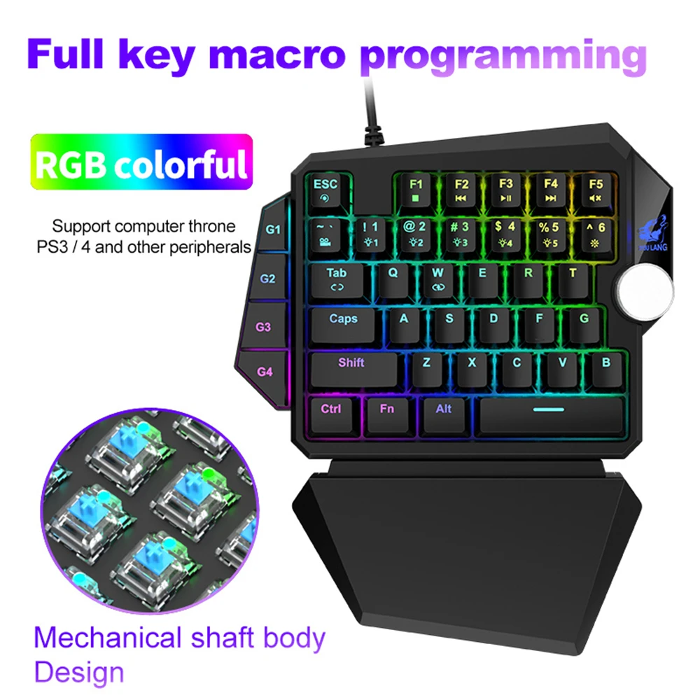 One-hand Mechanical Keyboard Cool Gaming RGB for Computer Host Laptop PS LED Membrane Sensitive Throne Mini | Компьютеры и офис