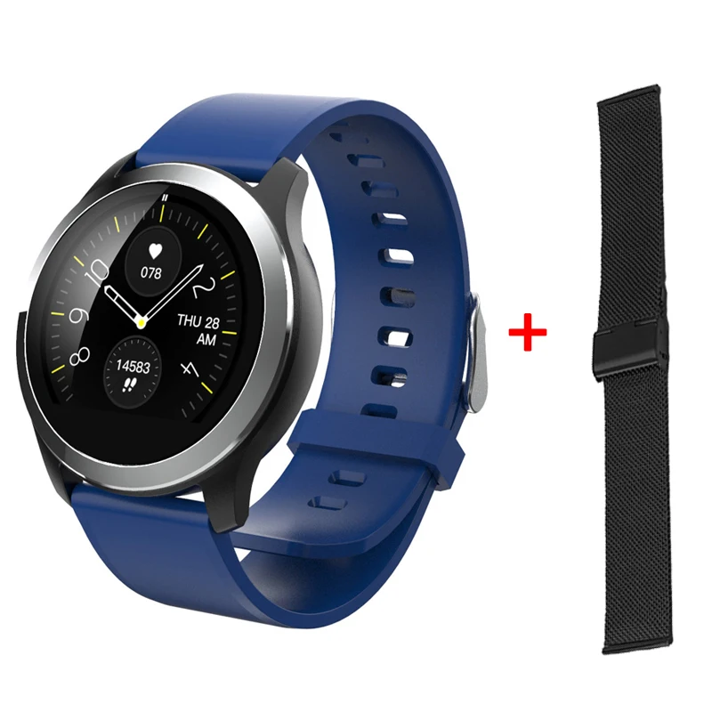 add black steel LEMADO 1,22 дюймов ips экран ЭКГ PPG Смарт-часы IP68 сообщение Push кровяное давление Таймер шагомер 180 мАч Smartwatch для мужчин и женщин - Цвет: add black steel
