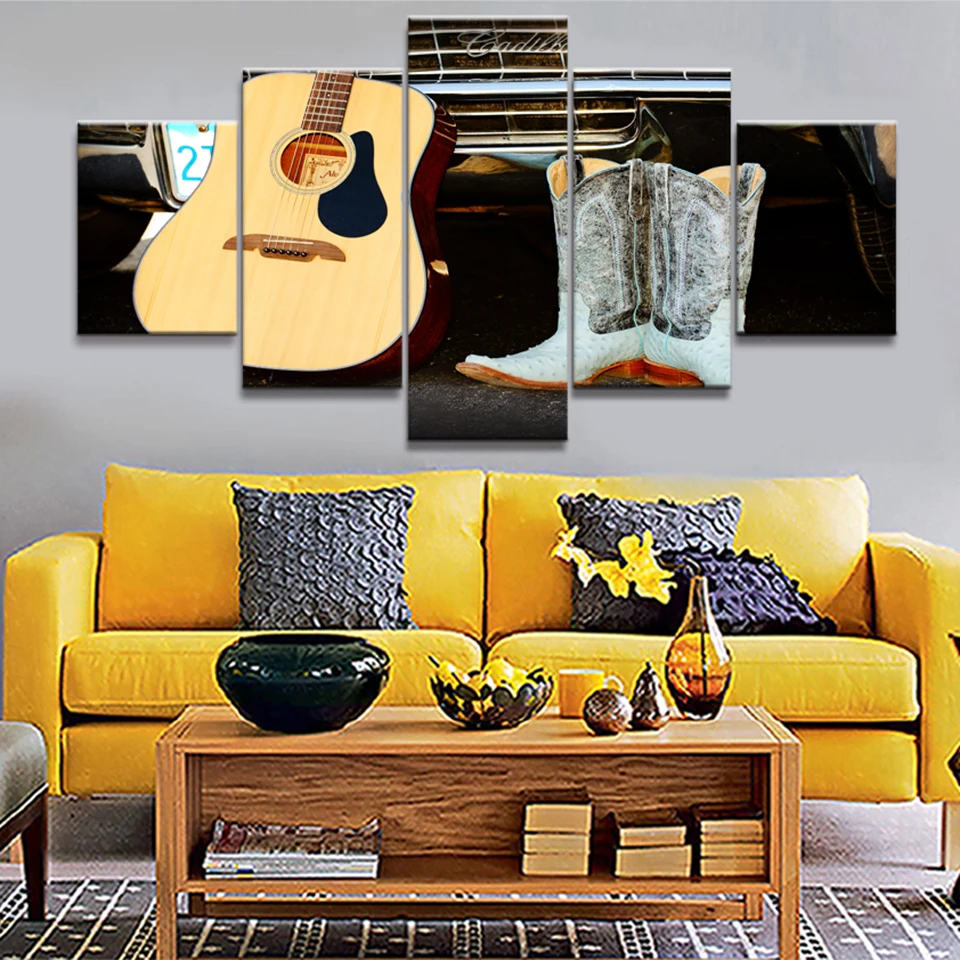 

Canvas HD Print Painting Modular Pictures 5 Piece/Pcs Guitar Shoes Car Framework Wall Art Poster Modern Home Decor Living Room